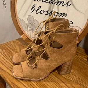 Hey Girl by Corkys Lace Up Block Heels